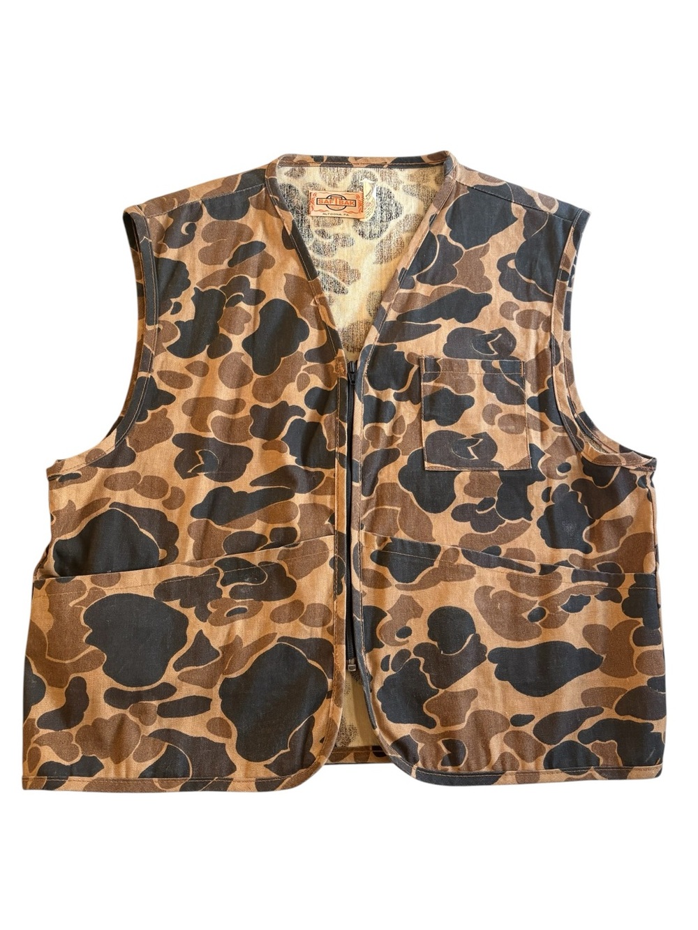 Vintage Saf-Bak Reversible Duck Camo Hunting Vest Shell Loops Game Bag Large L